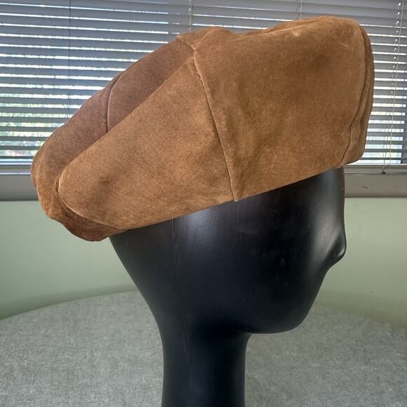 Women’s Vintage Brown Solid Newsboy Style Cap Size S Made in USA Classic Style main image 4